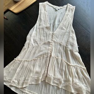 Tan tunic with button detail